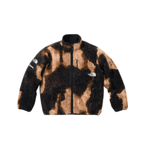 Supreme The North Face Bleached Denim Print Fleece Jacket Brown Supreme The North Face Bleached Denim Print Fleece Jacket Brown