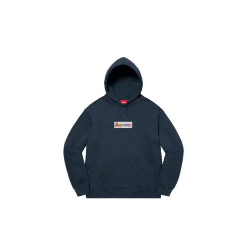 Supreme Bling Box Logo Hooded Sweatshirt Navy Supreme Bling Box Logo Hooded Sweatshirt Navy